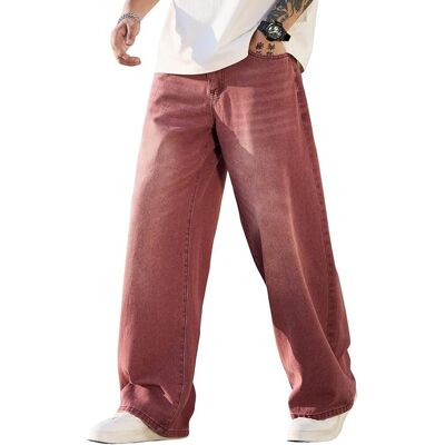 Inny producent Zewool Męskie Spodnie Baggy Jeansowe Luźne Szerokie Nogawki Czerwone XS Inny producent Zewool Męskie Spodnie Baggy Jeansowe Luźne Szerokie Nogawki Czerwone XS