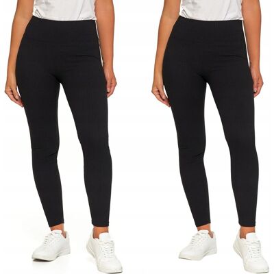 2X LEGGINSY PRĄŻKOWANE DAMSKIE WYSOKI STAN MODNE GETRY CZARNE MORAJ S/M BLACK 2X LEGGINSY PRĄŻKOWANE DAMSKIE WYSOKI STAN MODNE GETRY CZARNE MORAJ S/M BLACK