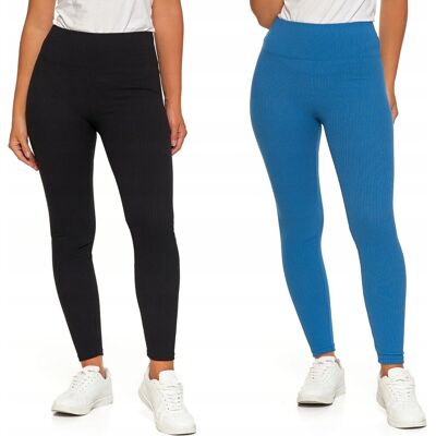 2X LEGGINSY PRĄŻKOWANE DAMSKIE WYSOKI STAN MODNE GETRY MIX MORAJ S/M BLACK/BLUE 2X LEGGINSY PRĄŻKOWANE DAMSKIE WYSOKI STAN MODNE GETRY MIX MORAJ S/M BLACK/BLUE