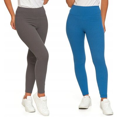 2X LEGGINSY PRĄŻKOWANE DAMSKIE WYSOKI STAN MODNE GETRY MIX MORAJ S/M GREY/BLUE 2X LEGGINSY PRĄŻKOWANE DAMSKIE WYSOKI STAN MODNE GETRY MIX MORAJ S/M GREY/BLUE