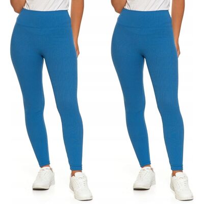 2X LEGGINSY PRĄŻKOWANE DAMSKIE WYSOKI STAN MODNE GETRY NIEBIESKIE MORAJ S/M BLUE 2X LEGGINSY PRĄŻKOWANE DAMSKIE WYSOKI STAN MODNE GETRY NIEBIESKIE MORAJ S/M BLUE