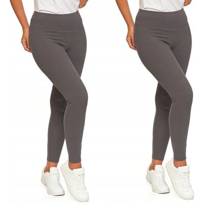 2X LEGGINSY PRĄŻKOWANE DAMSKIE WYSOKI STAN MODNE GETRY SZARE MORAJ S/M GREY 2X LEGGINSY PRĄŻKOWANE DAMSKIE WYSOKI STAN MODNE GETRY SZARE MORAJ S/M GREY