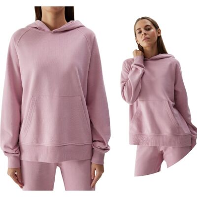 Dresowa damska bluza kangurka z kapturem 4F 4FWSS24TSWSF0955-56S Różowy Dresowa damska bluza kangurka z kapturem 4F 4FWSS24TSWSF0955-56S Różowy