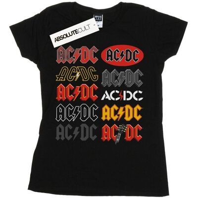 AC/DC Bawełniana Koszulka Damska Z Wieloma Logo (S (52-55 Cm) / Czarny) AC/DC Bawełniana Koszulka Damska Z Wieloma Logo (S (52-55 Cm) / Czarny)