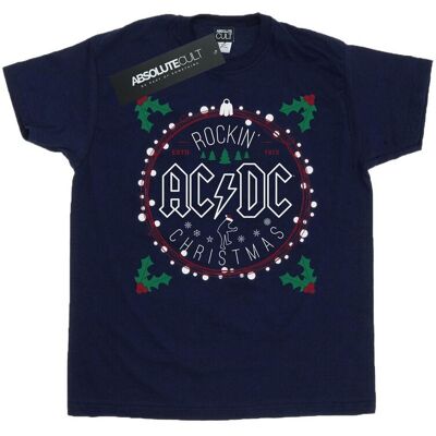 AC/DC Damska Bawełniana Koszulka Boyfriend Z Kółkiem Świątecznym (S (52-55 Cm) / Granatowy) AC/DC Damska Bawełniana Koszulka Boyfriend Z Kółkiem Świątecznym (S (52-55 Cm) / Granatowy)