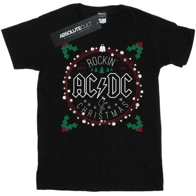AC/DC Damska Bawełniana Koszulka Boyfriend Z Kółkiem Świątecznym (XXL (193cm) / Czarny) AC/DC Damska Bawełniana Koszulka Boyfriend Z Kółkiem Świątecznym (XXL (193cm) / Czarny)