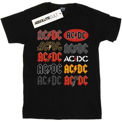AC/DC Damska Bawełniana Koszulka Typu Boyfriend Z Wieloma Logo (L / Czarny) AC/DC Damska Bawełniana Koszulka Typu Boyfriend Z Wieloma Logo (L / Czarny)