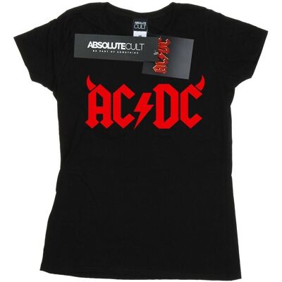 AC/DC Damska Bawełniana Koszulka Z Logo Horns (S (52-55 Cm) / Czarny) AC/DC Damska Bawełniana Koszulka Z Logo Horns (S (52-55 Cm) / Czarny)