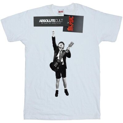 AC/DC Damska Koszulka Angus Young Z Wycięciem, Bawełniana Koszulka Typu Boyfriend (S (52-55 Cm) / Ciepły Biały) AC/DC Damska Koszulka Angus Young Z Wycięciem, Bawełniana Koszulka Typu Boyfriend (S (52-55 Cm) / Ciepły Biały)