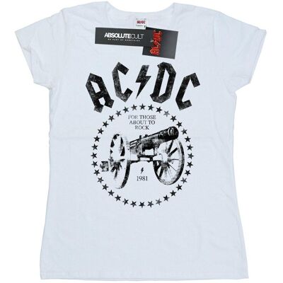 AC/DC Koszulka Damska / Damska We Salute You Cannon Cotton T-Shirt (XL 8,5-9 / Ciepły Biały) AC/DC Koszulka Damska / Damska We Salute You Cannon Cotton T-Shirt (XL 8,5-9 / Ciepły Biały)