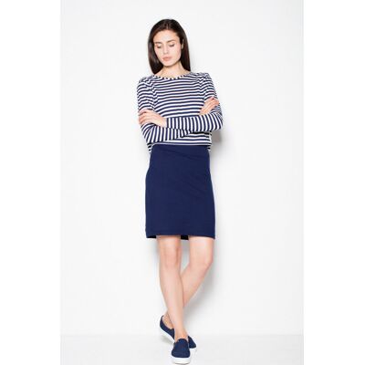 FIGL Bawełniana sukienka mini w paski z długim rękawem i dekoltem łódka damska Venaton - VT065, granatowo-ecru, M FIGL Bawełniana sukienka mini w paski z długim rękawem i dekoltem łódka damska Venaton - VT065, granatowo-ecru, M