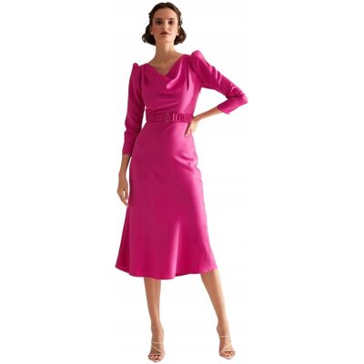 Inny producent BETTY&SAM; RÓŻOWA SUKIENKA MIDI Z BUFIASTYMI RĘKAWAMI PASEK 36 5FA Inny producent BETTY&SAM; RÓŻOWA SUKIENKA MIDI Z BUFIASTYMI RĘKAWAMI PASEK 36 5FA