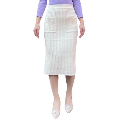 Inny producent BETYFUL Elegancka Spódnica Dzianinowa, Rozmiar EU 30-40 XS-M, Beżowa Inny producent BETYFUL Elegancka Spódnica Dzianinowa, Rozmiar EU 30-40 XS-M, Beżowa