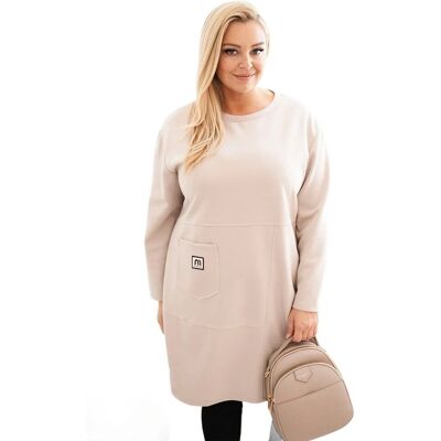 Kesi Beżowy sukienka damska masełkowa Plus Size z kieszenią Kesi Beżowy sukienka damska masełkowa Plus Size z kieszenią