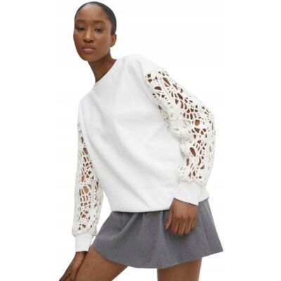 Inny producent BIAŁA BLUZA Z AŻUROWYMI RĘKAWAMI Z BAWEŁNY S/M 1I3A Inny producent BIAŁA BLUZA Z AŻUROWYMI RĘKAWAMI Z BAWEŁNY S/M 1I3A