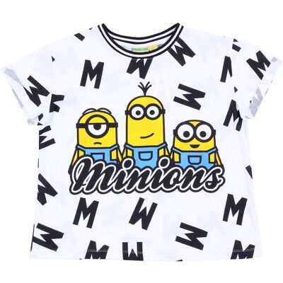 sarcia.eu Biało-czarna, krótka koszulka crop top MINIONKI L sarcia.eu Biało-czarna, krótka koszulka crop top MINIONKI L