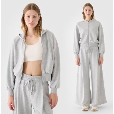 Bluza Damska 4F Dresowa Krótka Bawełniana Szara Rozpinana 4FRSS24TSWSF2033 S Szary Bluza Damska 4F Dresowa Krótka Bawełniana Szara Rozpinana 4FRSS24TSWSF2033 S Szary