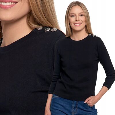 Bluza Damska Bawełniana Z Rękawem 3/4 I Guzikami Wygodna Subtelna Moraj Xxl Black Bluza Damska Bawełniana Z Rękawem 3/4 I Guzikami Wygodna Subtelna Moraj Xxl Black