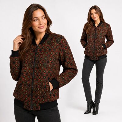 Inny producent Bluza Damska Bomberka Przejściowa Kurtka Casual We Wzory Zielona IBIS 38 Inny producent Bluza Damska Bomberka Przejściowa Kurtka Casual We Wzory Zielona IBIS 38