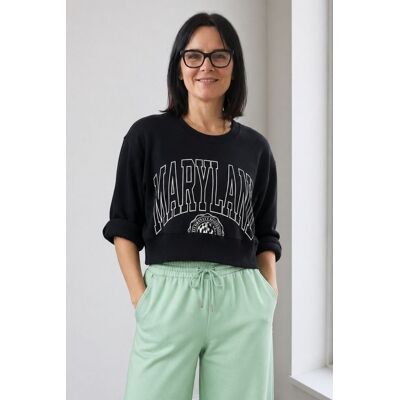 PINK BOX Bluza damska crop MARYLAND czarna oversize KRÓTKA streetwear Uni PINK BOX Bluza damska crop MARYLAND czarna oversize KRÓTKA streetwear Uni