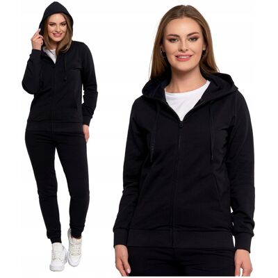 BLUZA DAMSKA Gładka Rozpinana Dresowa z Kapturem Czarna Klasyczna MORAJ 3XL BLUZA DAMSKA Gładka Rozpinana Dresowa z Kapturem Czarna Klasyczna MORAJ 3XL
