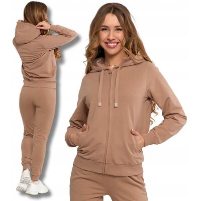 BLUZA DAMSKA Gładka Rozpinana Dresowa z Kapturem Klasyczna Beżowa MORAJ XXL BLUZA DAMSKA Gładka Rozpinana Dresowa z Kapturem Klasyczna Beżowa MORAJ XXL