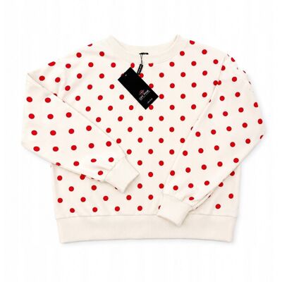 Inny producent Bluza damska Off Pink ecru w czerwone groszki M Inny producent Bluza damska Off Pink ecru w czerwone groszki M
