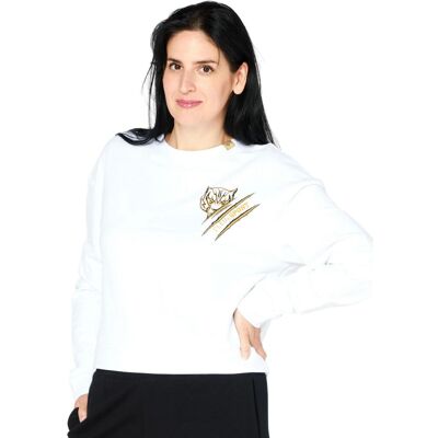 Bluza damska Plein Sport C-Neck bawełniana biała-L Bluza damska Plein Sport C-Neck bawełniana biała-L