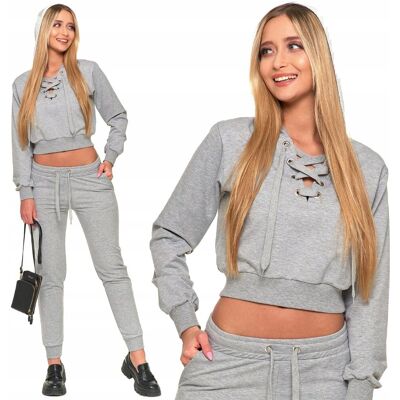 Bluza Dresowa Damska Crop-Top z Kapturem i Wiązaniem Wygodna MORAJ 2XL Bluza Dresowa Damska Crop-Top z Kapturem i Wiązaniem Wygodna MORAJ 2XL