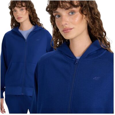 Bluza dresowa rozpinana z kapturem damska 4F 4FWMM00TSWSF1763-031S Niebieski Roz. XS Bluza dresowa rozpinana z kapturem damska 4F 4FWMM00TSWSF1763-031S Niebieski Roz. XS