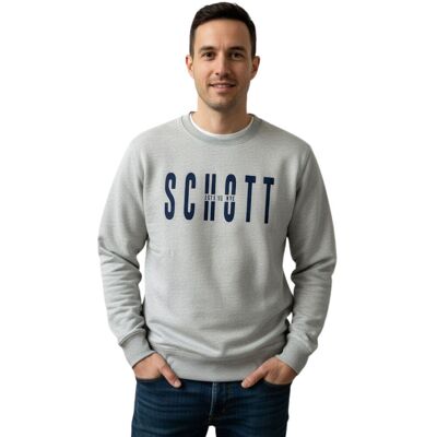 Scott Bluza męska Schott szara bawełniana z napisami-S Scott Bluza męska Schott szara bawełniana z napisami-S