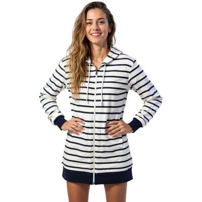 Bluza tunika rozpinana marynistyczna biała w granatowe paski Captain Mike XXL Bluza tunika rozpinana marynistyczna biała w granatowe paski Captain Mike XXL