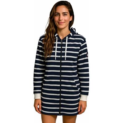 Bluza tunika rozpinana marynistyczna granatowa w białe paski Captain Mike XXL Bluza tunika rozpinana marynistyczna granatowa w białe paski Captain Mike XXL
