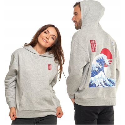 BLUZA UNISEX z Kapturem Luźna Szara Nadruk Męska i Damska MORAJ 3XL BLUZA UNISEX z Kapturem Luźna Szara Nadruk Męska i Damska MORAJ 3XL