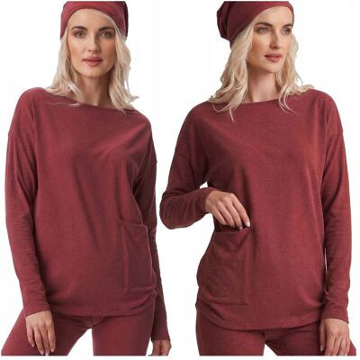 Inny producent Bluzka damska bawełniana z długim rękawem ciepła z kieszenią Key XL Inny producent Bluzka damska bawełniana z długim rękawem ciepła z kieszenią Key XL