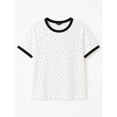 Inny producent Bluzka Damska biała w czarne kropki bawełna OFF PINK Xl Inny producent Bluzka Damska biała w czarne kropki bawełna OFF PINK Xl