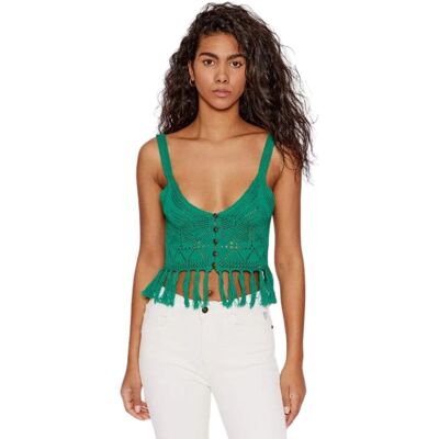 Bluzka damska Desigual Crochet top zielony -L Bluzka damska Desigual Crochet top zielony -L