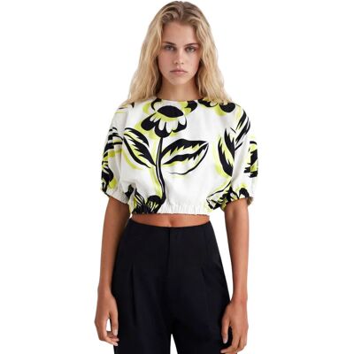 Bluzka damska Desigual Crud krótka lniana -M Bluzka damska Desigual Crud krótka lniana -M
