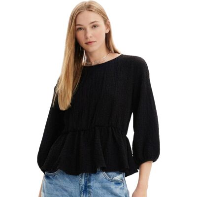 Bluzka damska Desigual Top czarny baskinka tekstura-M Bluzka damska Desigual Top czarny baskinka tekstura-M