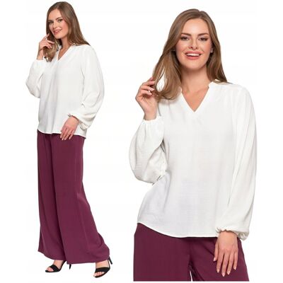 Bluzka Damska Elegancka Koszula Dekolt w Serek Długi Rękaw Zwiewna MORAJ S Bluzka Damska Elegancka Koszula Dekolt w Serek Długi Rękaw Zwiewna MORAJ S