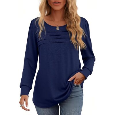 Inny producent Bluzka Damska Koszulka na Długi Rękaw Elegancka Oversize Granatowa L Inny producent Bluzka Damska Koszulka na Długi Rękaw Elegancka Oversize Granatowa L