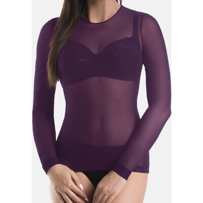 Bluzka Damska Top Z Siateczki Glamour Fioletowa Teyli Bluzka Damska Top Z Siateczki Glamour Fioletowa Teyli
