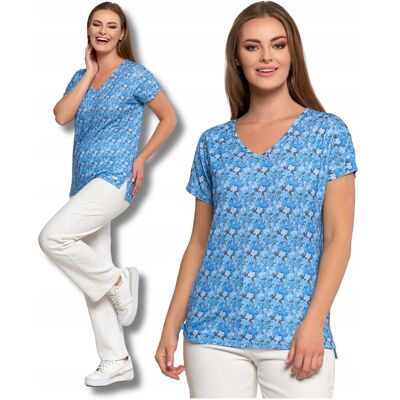 BLUZKA DAMSKA w Kwiaty Koszulka z Krótkim Rękawem Modny Wzór MORAJ XXL BLUZKA DAMSKA w Kwiaty Koszulka z Krótkim Rękawem Modny Wzór MORAJ XXL