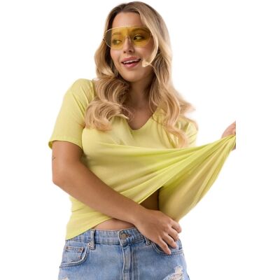 BABELL Bluzka damska z krótkim rękawem SERINA limonkowa XL BABELL Bluzka damska z krótkim rękawem SERINA limonkowa XL