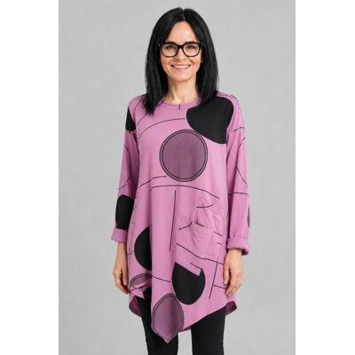 PINK BOX Bluzka tunika damska różowa wzór geometryczny OVERSIZE Italy PINK BOX Bluzka tunika damska różowa wzór geometryczny OVERSIZE Italy