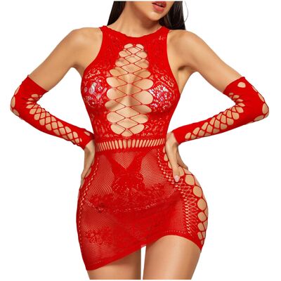 Luvu Bodystocking Sukienka Koronkowa Z Wycięciami Komplet Bielizna Czerwone Luvu Bodystocking Sukienka Koronkowa Z Wycięciami Komplet Bielizna Czerwone