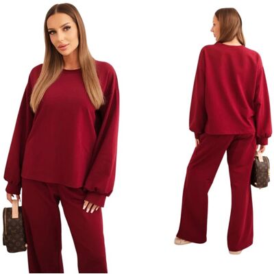 Kesi Bordowy komplet dresowy bluza + spodnie Kesi Bordowy komplet dresowy bluza + spodnie