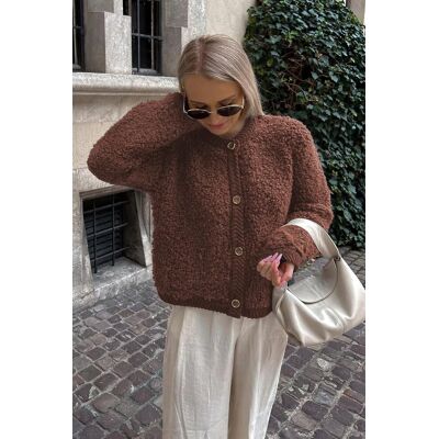 Inny producent BRĄZOWY SWETER DAMSKI Z GUZIKAMI I MIĘKKĄ FAKTURĄ M 5GA* Inny producent BRĄZOWY SWETER DAMSKI Z GUZIKAMI I MIĘKKĄ FAKTURĄ M 5GA*
