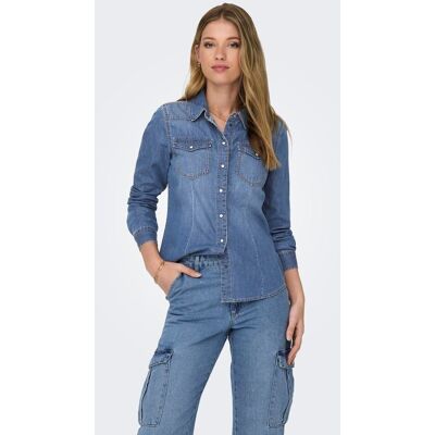 camicie donna only 15315185 alexa medium blue denim camicie donna only 15315185 alexa medium blue denim