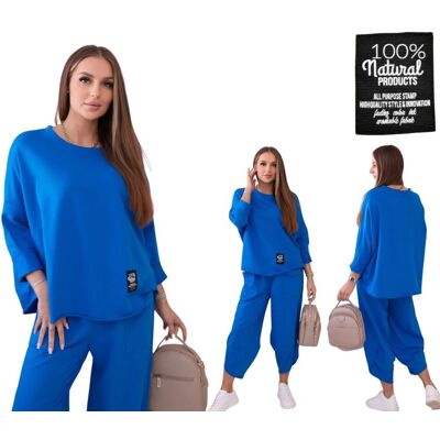 Kesi Chabrowy komplet bawełniany damski: bluza oversize i spodnie Kesi Chabrowy komplet bawełniany damski: bluza oversize i spodnie